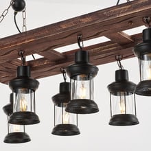 Allen Rectangle Pine Wood 8 Light Pendant